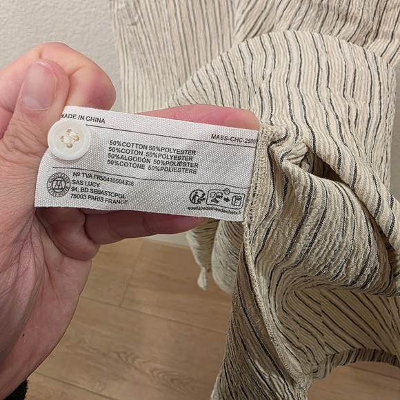 Maison Anana Capucine Robe Dress Creme Striped Ruffle Sleeve Midi Small NWT - Picture 6 of 10